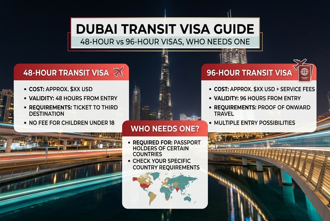 You are currently viewing Dubai Transit Visa 2026: 48-Hour vs 96-Hour Explained